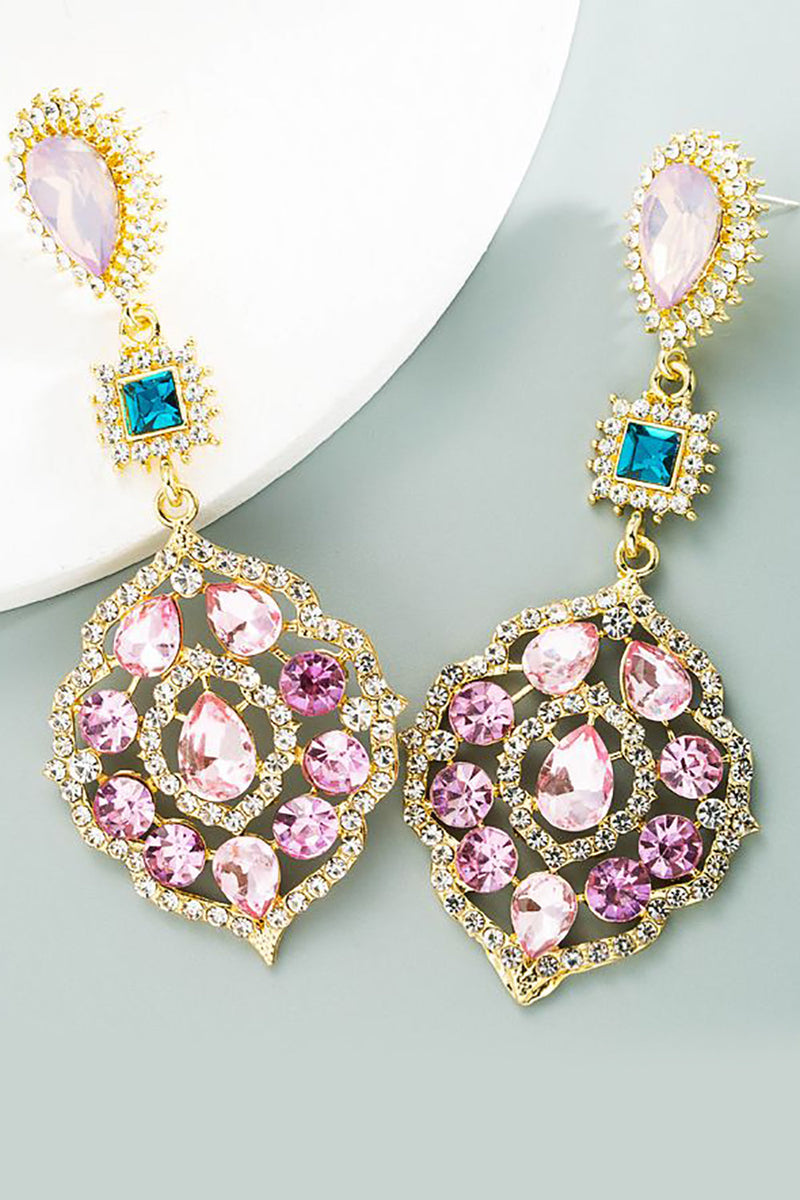 Load image into Gallery viewer, Light Purple Rhinestones Beaded Earrings