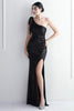 Load image into Gallery viewer, Sheath Black Sequined Floor Length Formal Dress