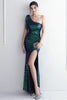 Load image into Gallery viewer, Sheath Black Sequined Floor Length Formal Dress