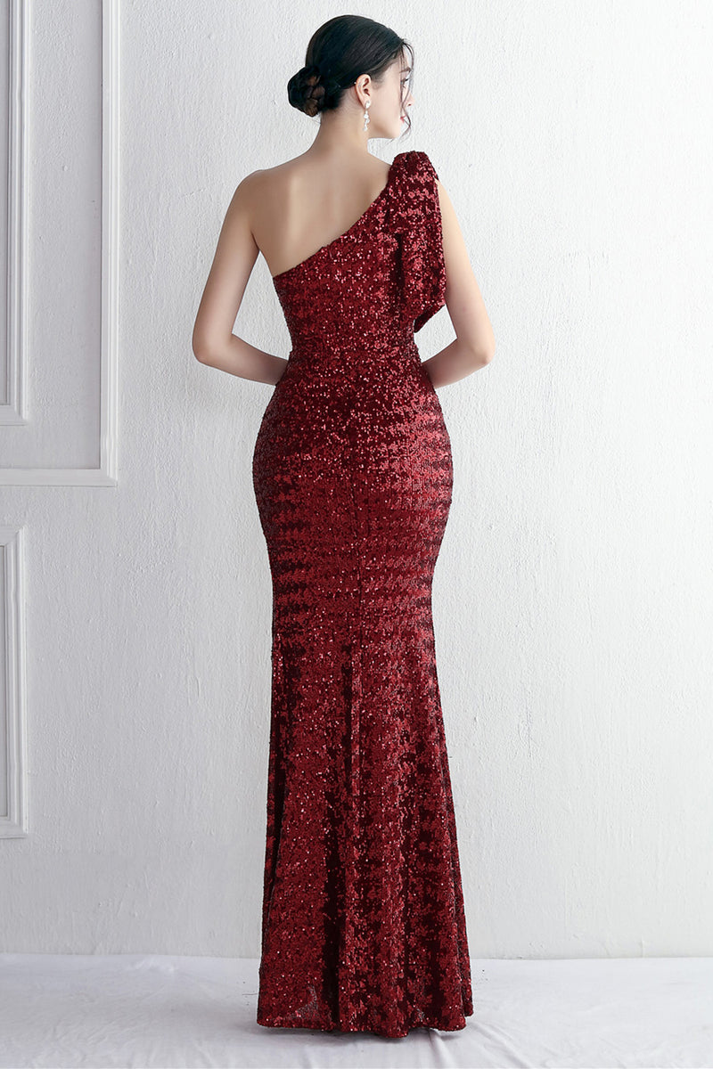 Load image into Gallery viewer, Sheath Black Sequined Floor Length Formal Dress