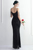 Load image into Gallery viewer, Spaghetti Straps Black V-Neck Evening Dress