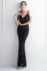 Load image into Gallery viewer, Spaghetti Straps Black V-Neck Evening Dress