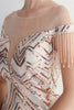 Load image into Gallery viewer, Round Neck Apricot Golden Long Prom Dress With Tassel
