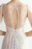 Load image into Gallery viewer, Apricot Open Back Sequins Prom Dress