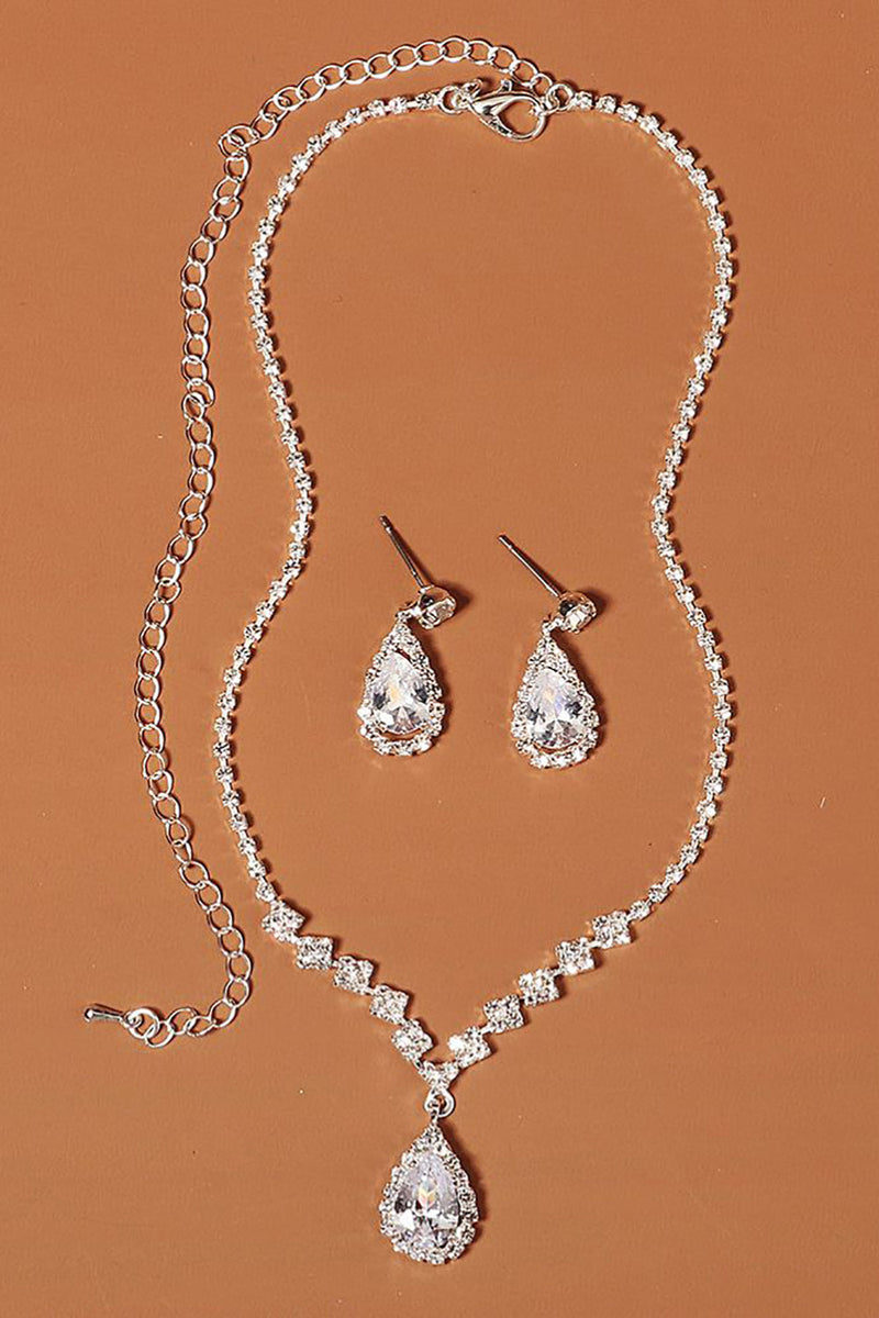 Load image into Gallery viewer, Rhinestone Drop Bridal Earrings Necklace Set