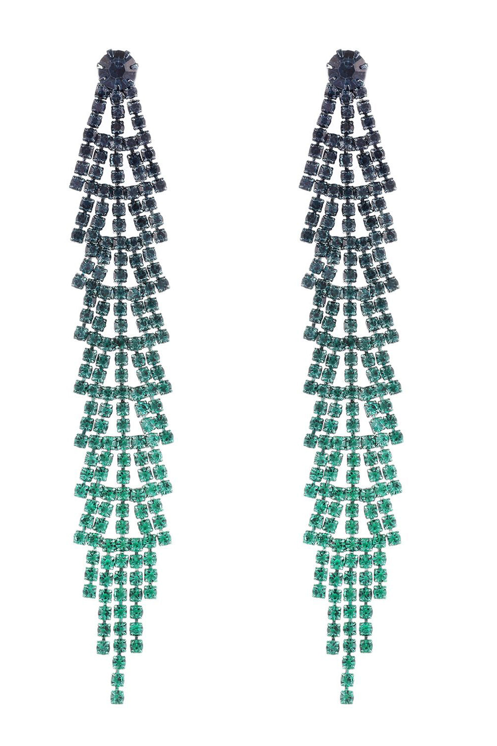 Tassel Gradient Colored Rhinestones Long Earrings