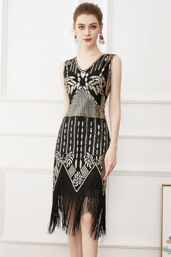 Fringes Glitter 1920s Flapper Dress with Sleeveless