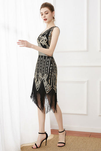 Fringes Glitter 1920s Flapper Dress with Sleeveless