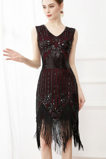 Fringes Glitter 1920s Flapper Dress with Sleeveless