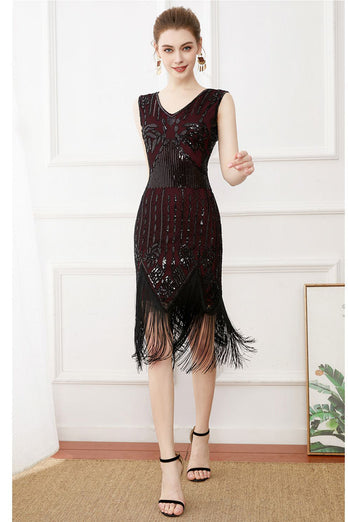 Fringes Glitter 1920s Flapper Dress with Sleeveless