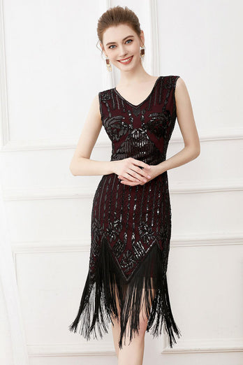 Fringes Glitter 1920s Flapper Dress with Sleeveless