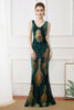 Load image into Gallery viewer, Flapper Dress Dark Green Sequins Sheath Long 1920s Dress