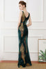 Load image into Gallery viewer, Flapper Dress Dark Green Sequins Sheath Long 1920s Dress