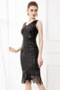 Load image into Gallery viewer, Sequins Glitter Black 1920s Dress with Fringes