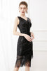 Load image into Gallery viewer, Sequins Glitter Black 1920s Dress with Fringes