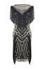 Load image into Gallery viewer, Black Glitter Sequins 1920s Flapper Dress with Fringes