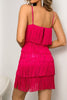 Load image into Gallery viewer, Fuchsia Spaghetti Straps Short Cocktail Dress With Tassel