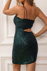 Load image into Gallery viewer, Dark Green Sparkly Sequins Cut Out Short Cocktail Dress