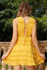 Load image into Gallery viewer, Yellow V-Neck Tiered Short Cocktail Dress