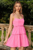 Load image into Gallery viewer, Fuchsia Spaghetti Straps Tiered Cocktail Dress