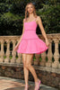 Load image into Gallery viewer, Fuchsia Spaghetti Straps Tiered Cocktail Dress