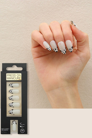 24 Pcs Press On Nails Leopard Printed False Nail