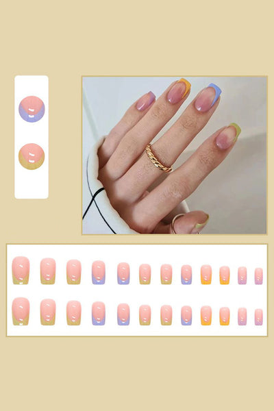 24 Pcs Colorful Press On Nails Short False Nail