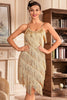 Load image into Gallery viewer, Grey Spaghetti Straps Fringed Roaring 20s Great Gatsby Dress