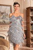 Load image into Gallery viewer, Golden Spaghetti Straps Fringed Roaring 20s Great Gatsby Dress