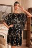 Load image into Gallery viewer, Black Glitter Sequins 1920s Dress with Batwing Sleeves