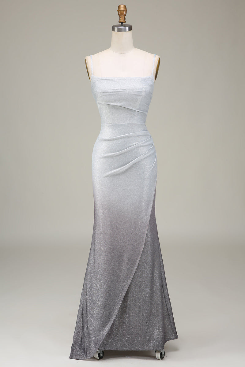 Load image into Gallery viewer, Grey Mermiad Sparkly Prom Dress with Pleated