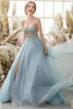 Load image into Gallery viewer, Light Blue Beading Tulle Prom Dress