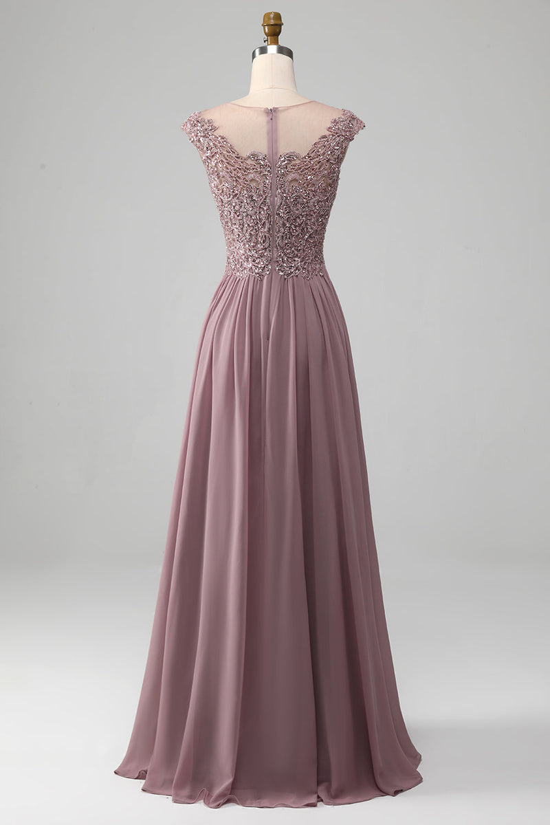 Load image into Gallery viewer, A-Line Beaded Blush Prom Dress