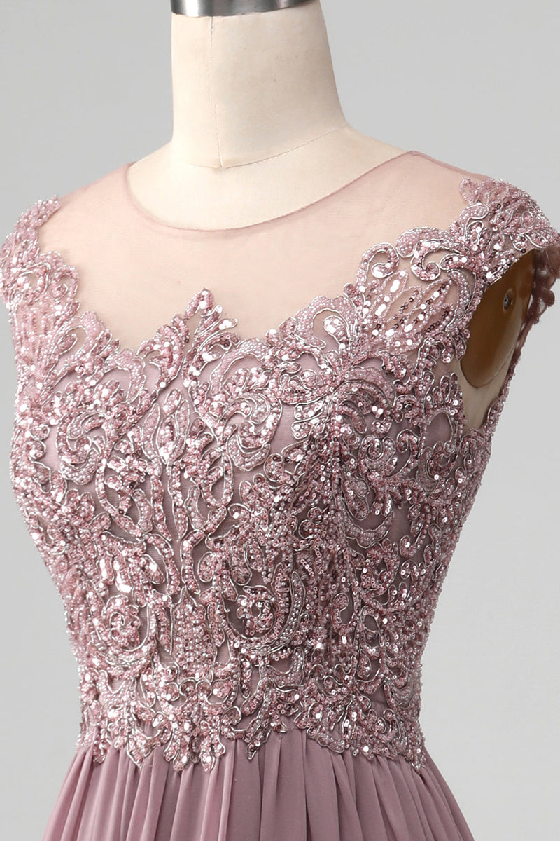 Load image into Gallery viewer, A-Line Beaded Blush Prom Dress