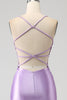 Load image into Gallery viewer, Stylish Mermaid Spaghetti Straps Lilac Long Prom Dress with Appliques Slit