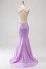 Load image into Gallery viewer, Trendy Mermaid Spaghetti Straps Lilac Long Prom Dress with Appliques Beading