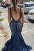 Load image into Gallery viewer, Orange Sparkly Deep V Neck Sequin Mermaid Prom Dress