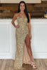 Load image into Gallery viewer, Mermaid Red Sequins Long Prom Dress with Slit