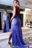 Load image into Gallery viewer, Mermaid Glitter Sequins Sexy Hot Pink Backless Long Prom Dress