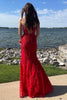 Load image into Gallery viewer, Red Sweetheart Lace-Up Long Mermaid Prom Dress with Appliques