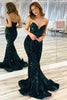 Load image into Gallery viewer, Strapless Sequins Black Mermaid Prom Dress