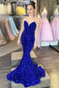 Load image into Gallery viewer, Strapless Sequins Black Mermaid Prom Dress