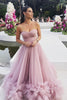 Load image into Gallery viewer, Pink Corset Sweetheart Long Prom Dress with Ruffles