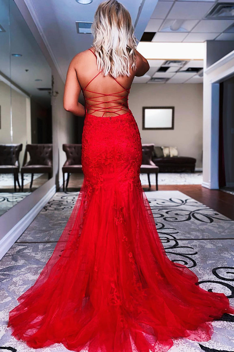 Load image into Gallery viewer, Lace Mermaid Backless Prom Dress