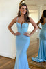 Load image into Gallery viewer, Sparkly Blue Corset Sequins Mermaid Long Prom Dress