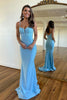 Load image into Gallery viewer, Sparkly Blue Corset Sequins Mermaid Long Prom Dress