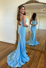 Load image into Gallery viewer, Sparkly Blue Corset Sequins Mermaid Long Prom Dress