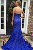 Load image into Gallery viewer, Sky Blue Sequins Strapless Long Prom Dress