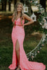 Load image into Gallery viewer, Two Piece Orange Sequins Mermaid Prom Dress with Slit