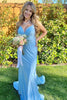 Load image into Gallery viewer, Orange Spaghetti Straps Blackless Mermaid Prom Dress